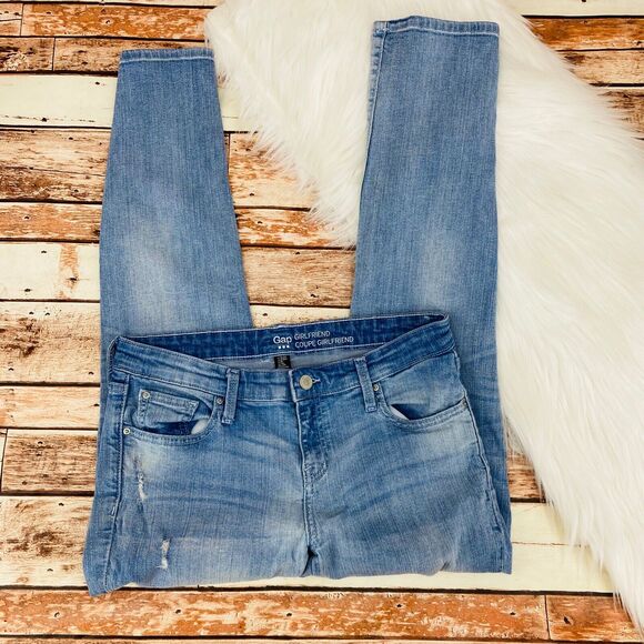 Gap Women's Everyday Soft Girlfriend Skinny Jeans Size 4/27 Distressed Mid Rise - Picture 3 of 7